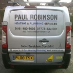 the Paul Robinson Plumbing and Heating of Stockport Van
